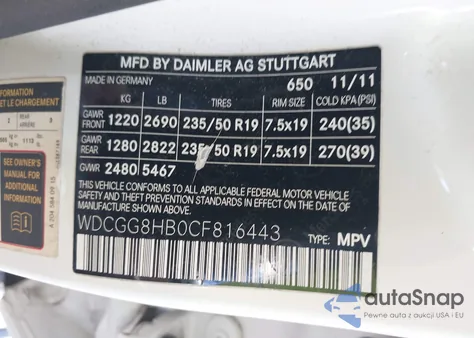 2012 Mercedes-Benz Glk 350 4Matic z USA, uszkodzony, nr VIN WDCGG8HB0CF816443